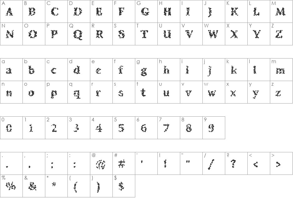 SibleyPotato font character map preview