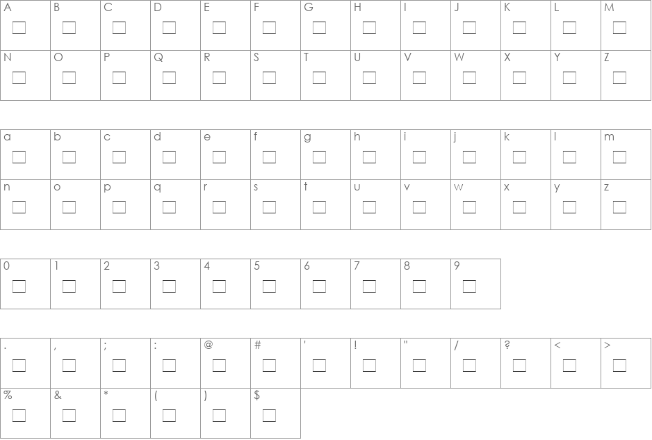 Siddiqua font character map preview