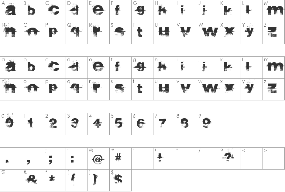 sidewalk font character map preview