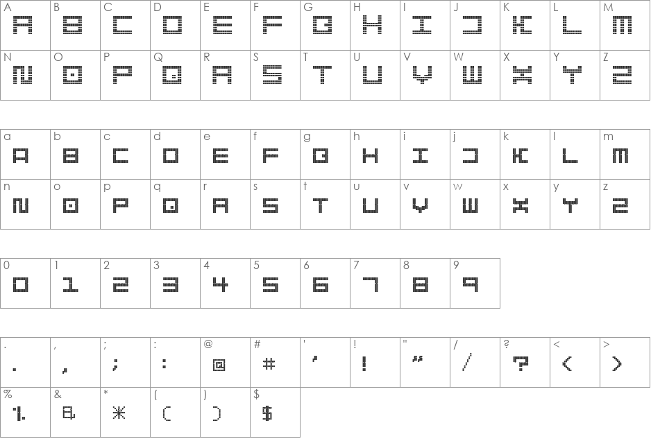 Bath Tiles font character map preview
