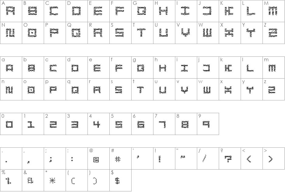 Bath Tiles Crumble font character map preview