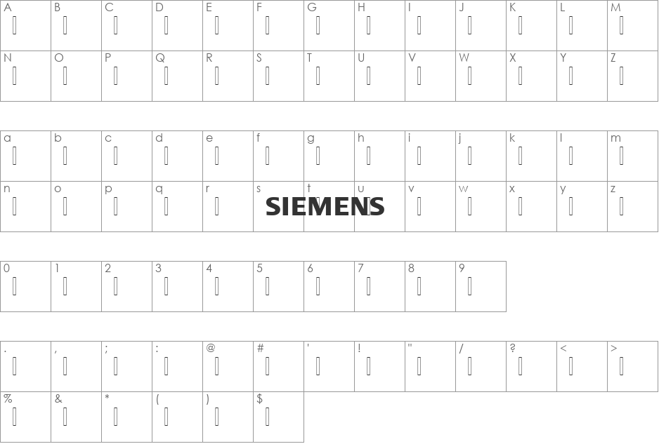 Siemens Logo font character map preview