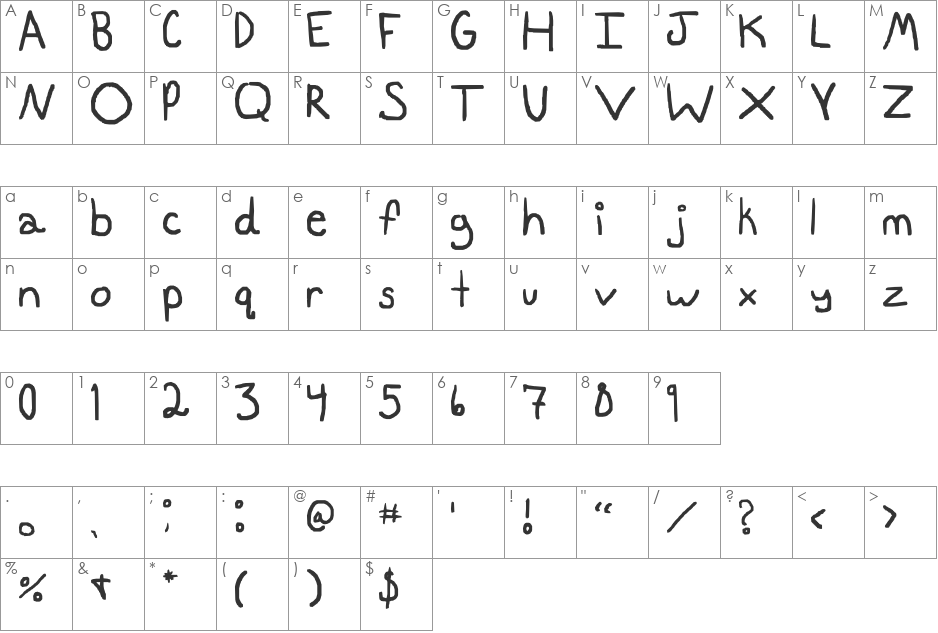 Siera'sFont1 font character map preview