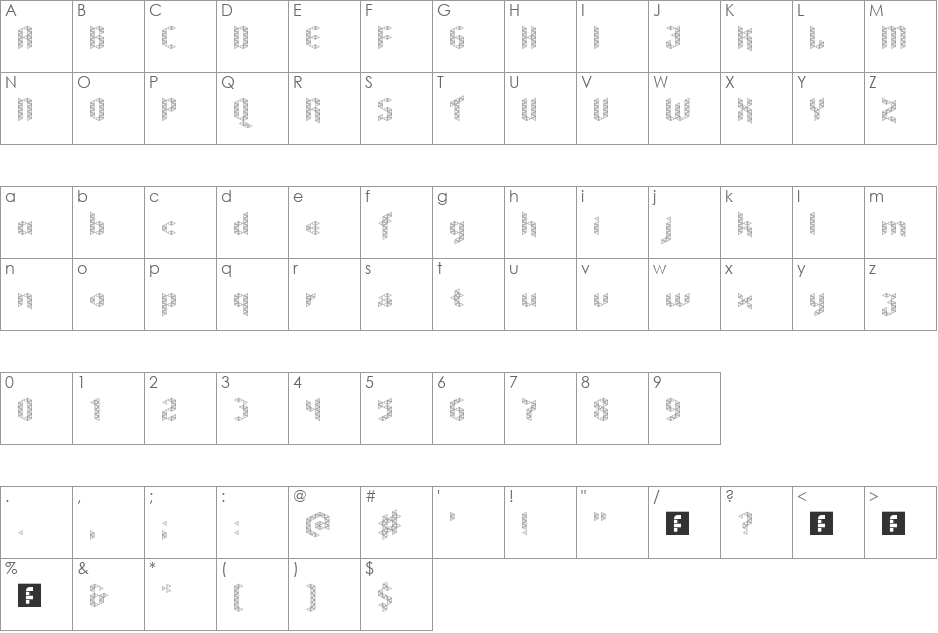 Sierpinski White font character map preview