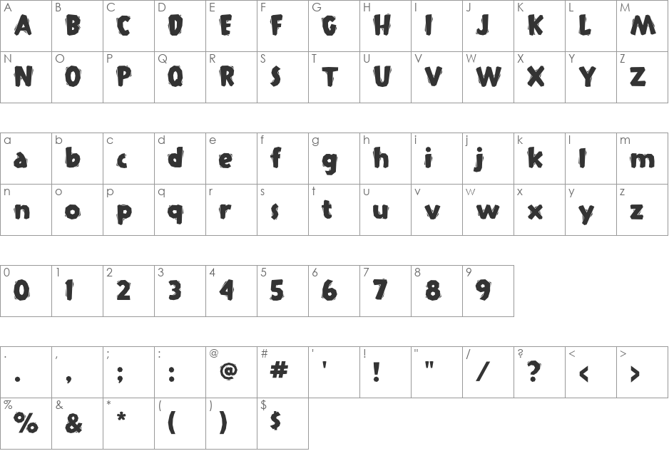 Siesta font character map preview