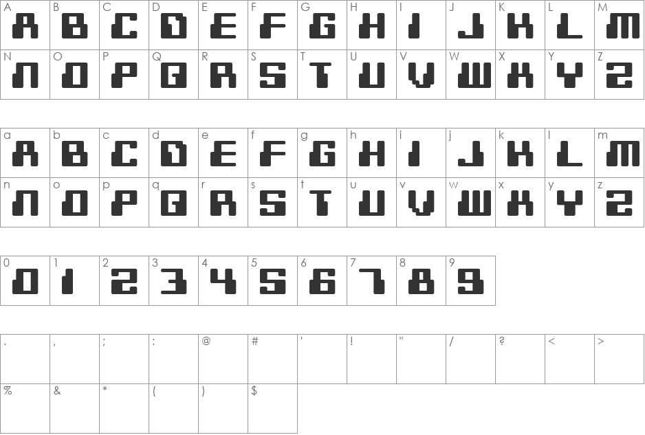Sigma Distrot font character map preview