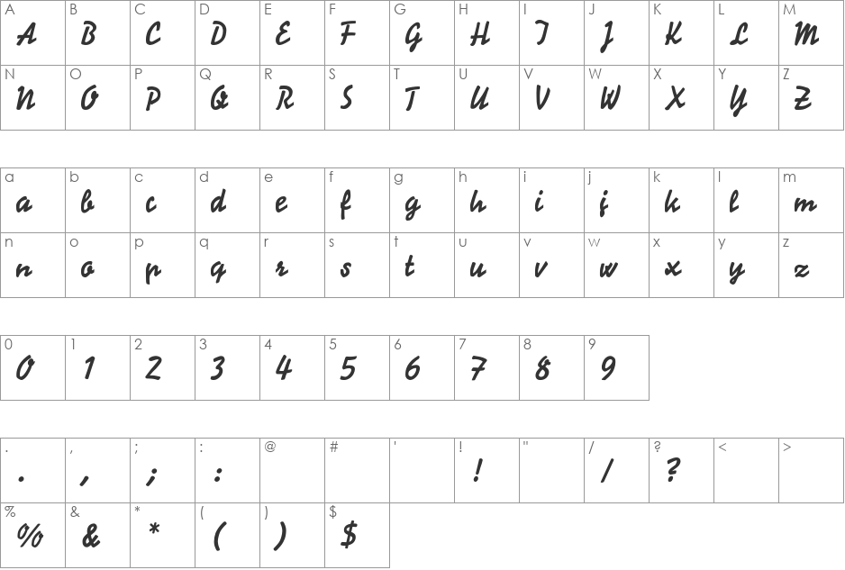 Signal BQ font character map preview
