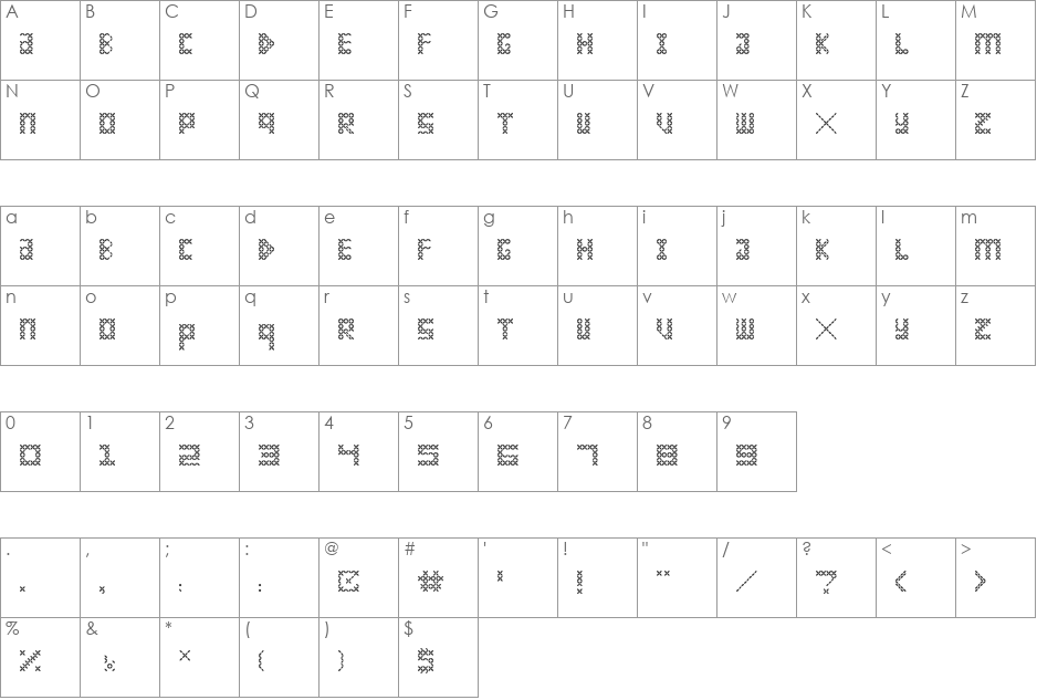 Batik font character map preview
