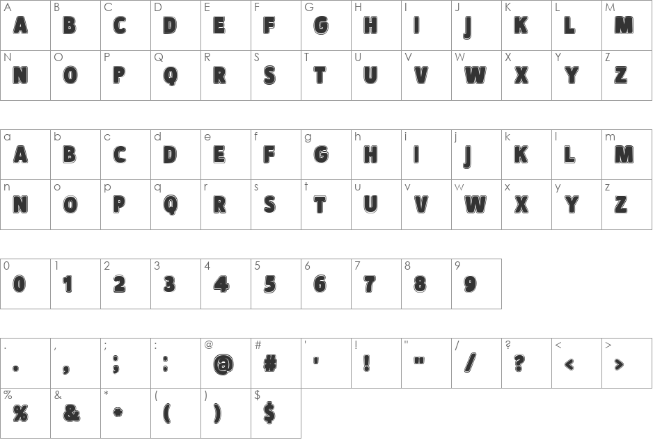 Signor font character map preview
