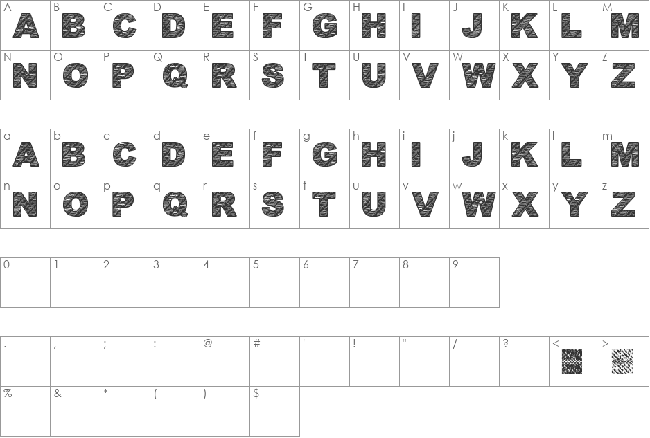 BatikFont1 font character map preview