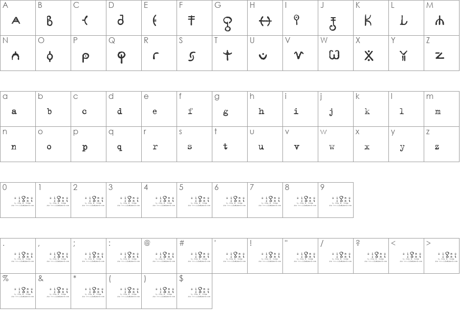 signs - zeichen 2.0 font character map preview