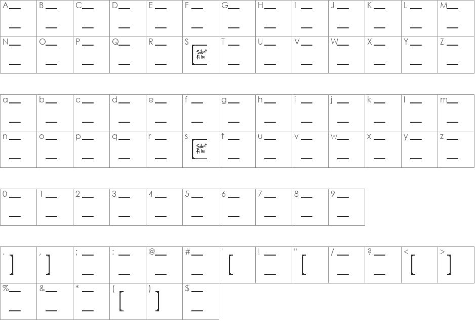 Silent Film Frame) font character map preview