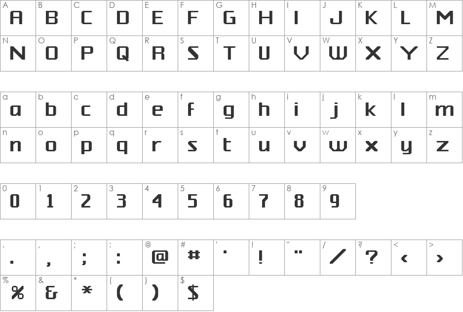 Silicon font character map preview