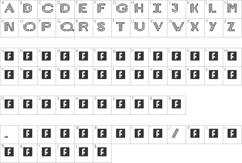 silicon neon straight font character map preview