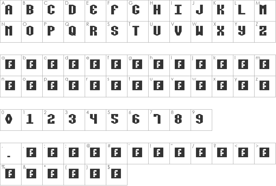 silicon simple font character map preview