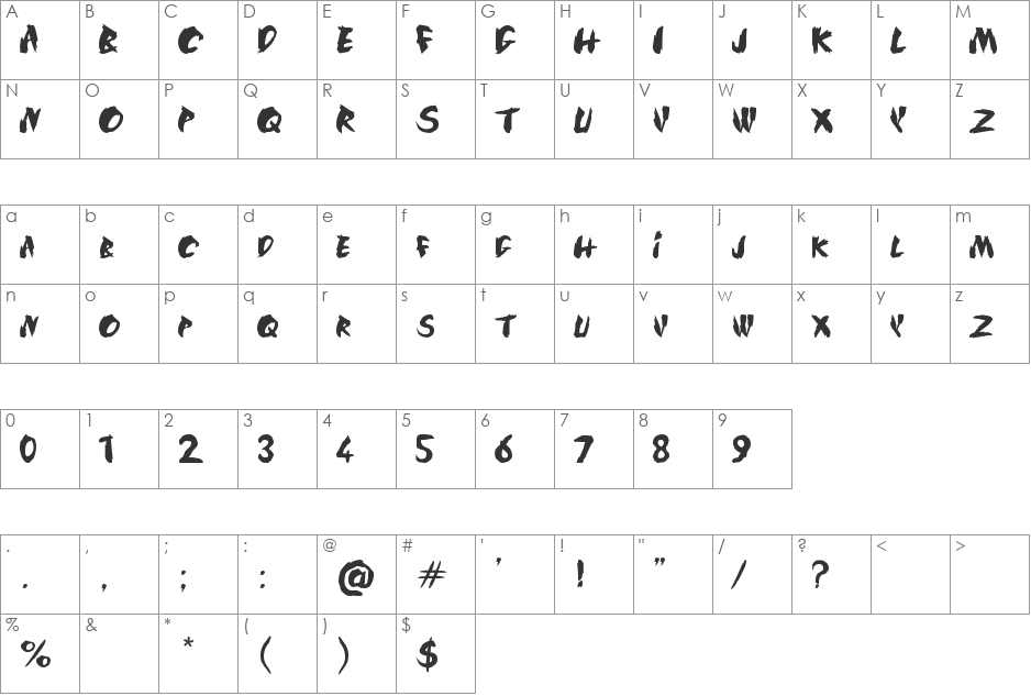 SilkRoad font character map preview