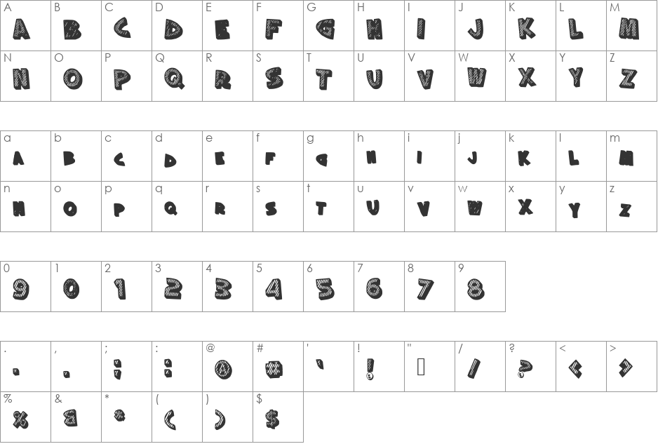 silly font character map preview