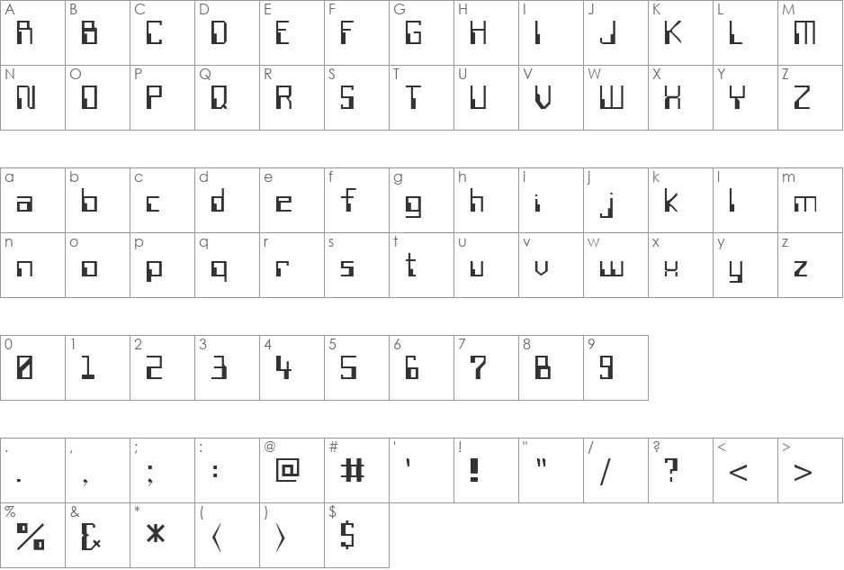 Sillycon font character map preview