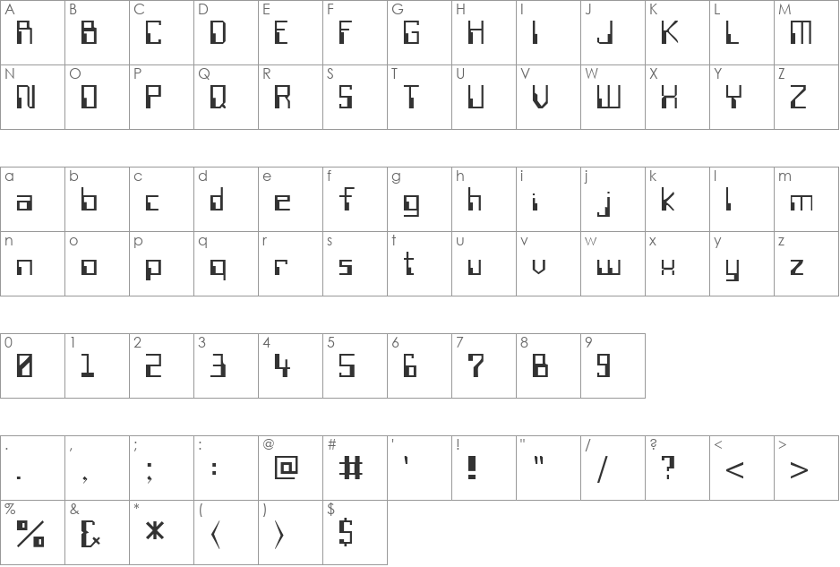 Sillycon Plain font character map preview