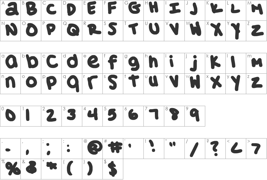 Simmone's Handwriting: Shards of Glass font character map preview