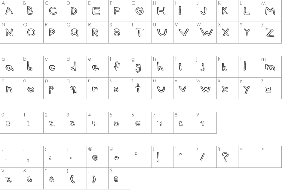 Batt Marber font character map preview