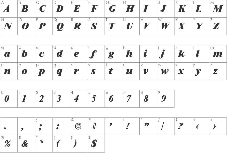 SimonBecker-Heavy font character map preview