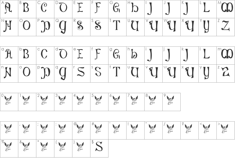 Battel Abbey, 8th c. font character map preview