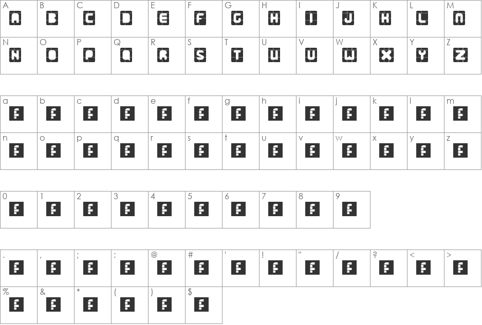 Simpel font character map preview