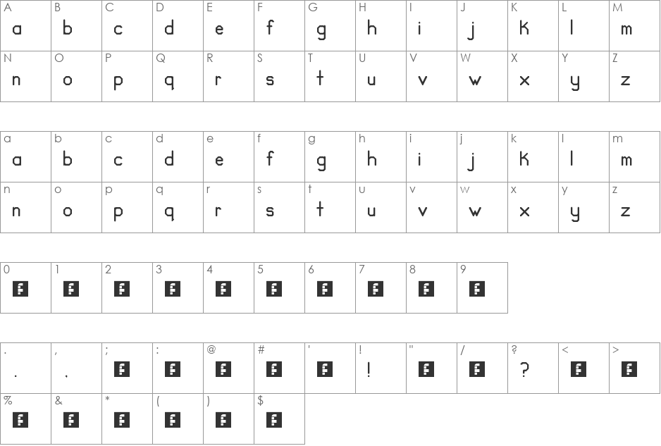 Simple Simon font character map preview