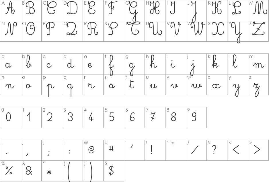 SimpleRonde font character map preview