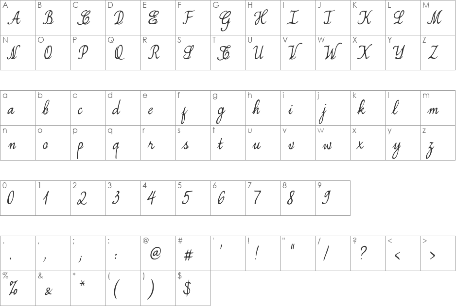 Simplesnails ver 4.0  font character map preview