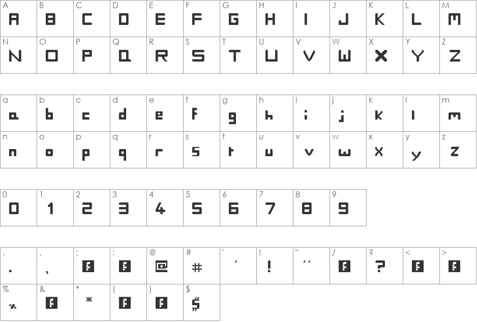 simplicity font character map preview