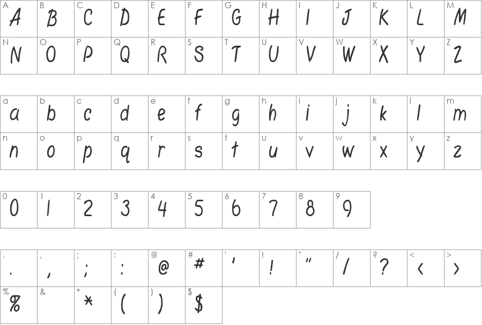 SimplicityCondensed font character map preview