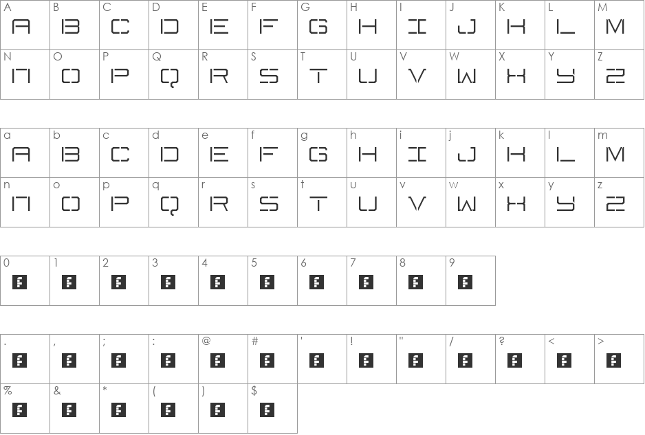 Battlecry font character map preview