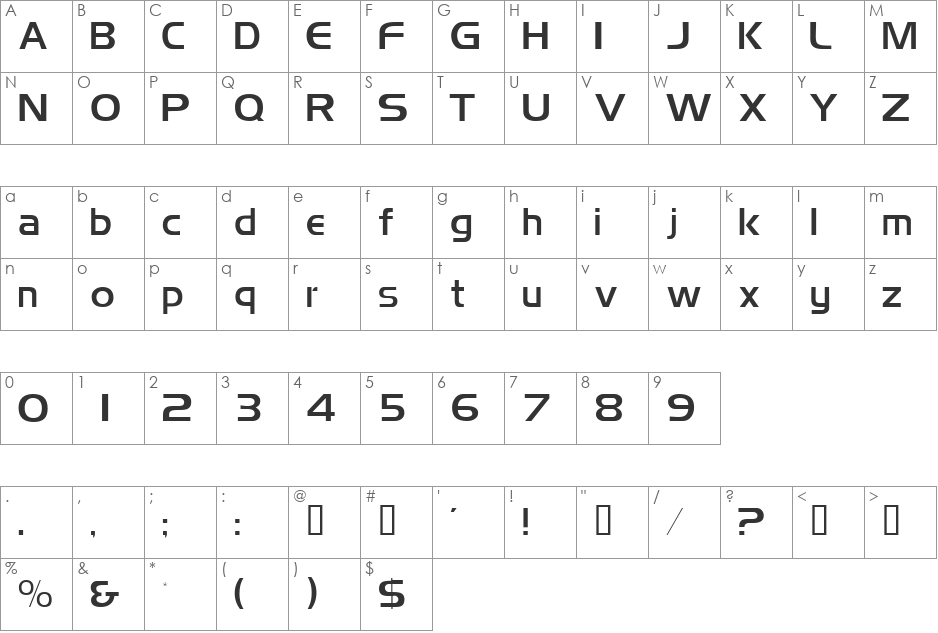 SimplixSSi font character map preview