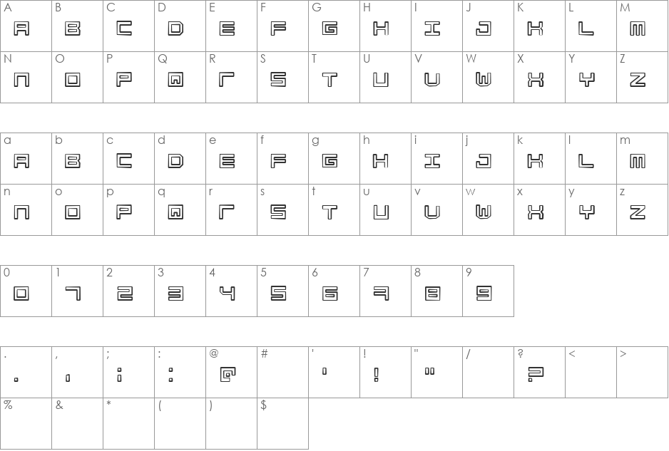 Simply Mono font character map preview