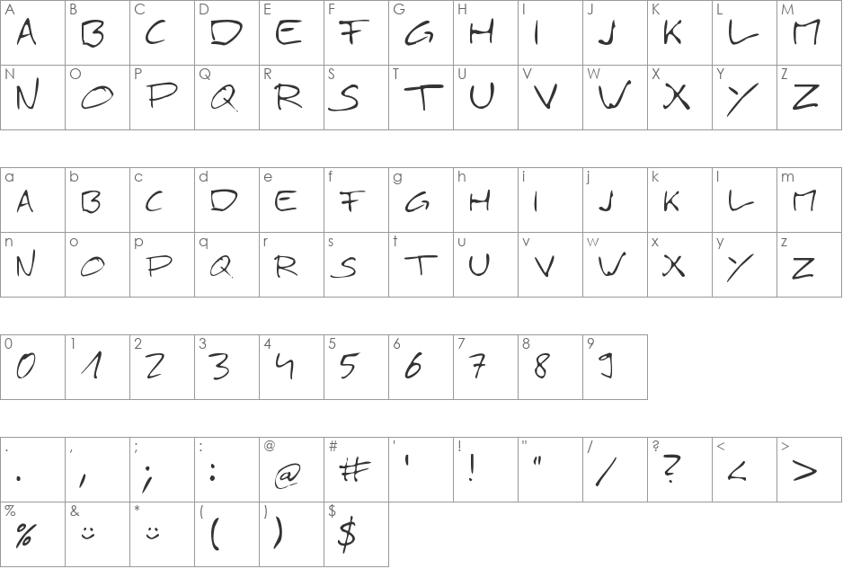Simply21 font character map preview
