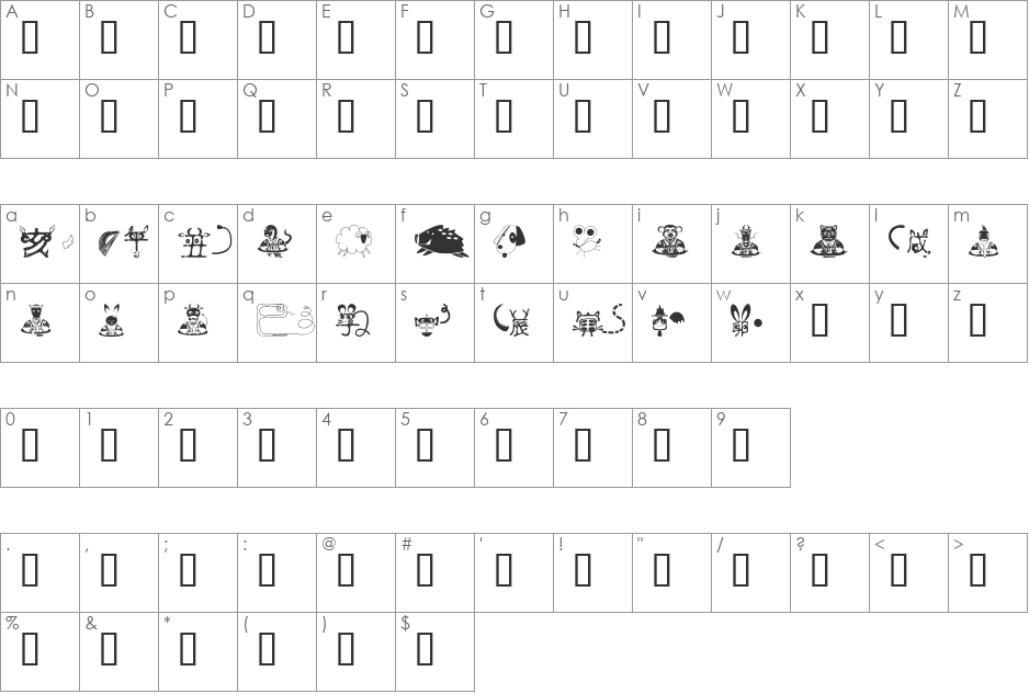 SimplyFriends font character map preview