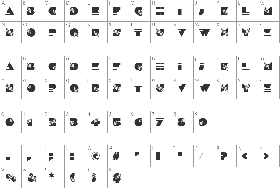 Sinaloa ICG font character map preview