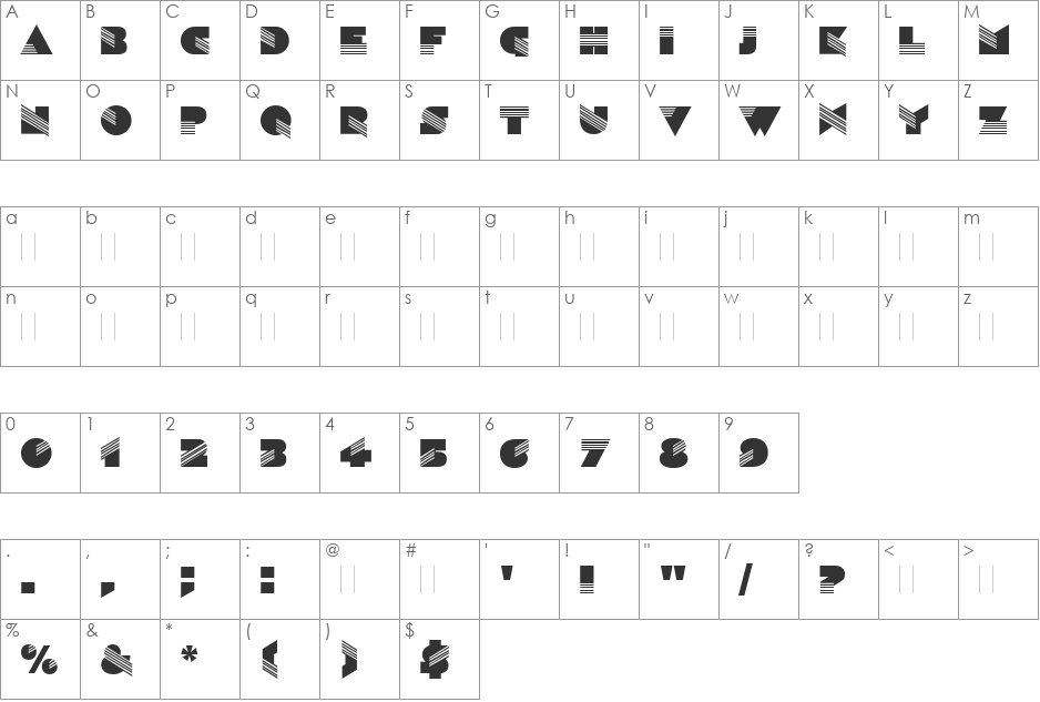 Sinaloa LET font character map preview