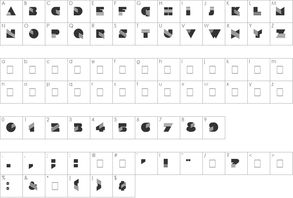 SINALOA Rus font character map preview