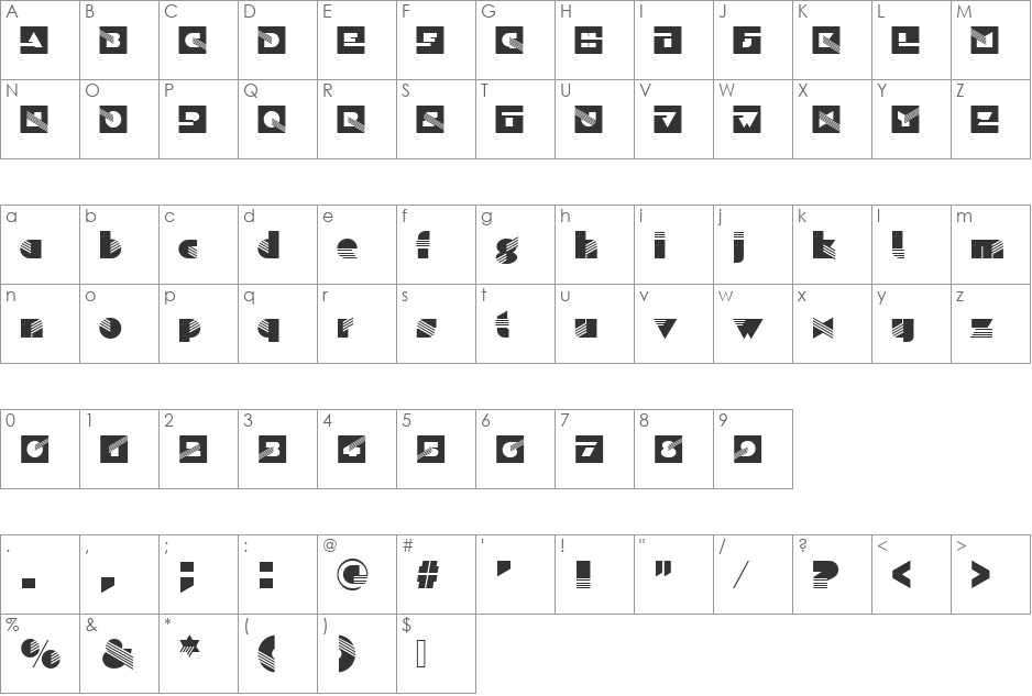 SinaloaIniD font character map preview