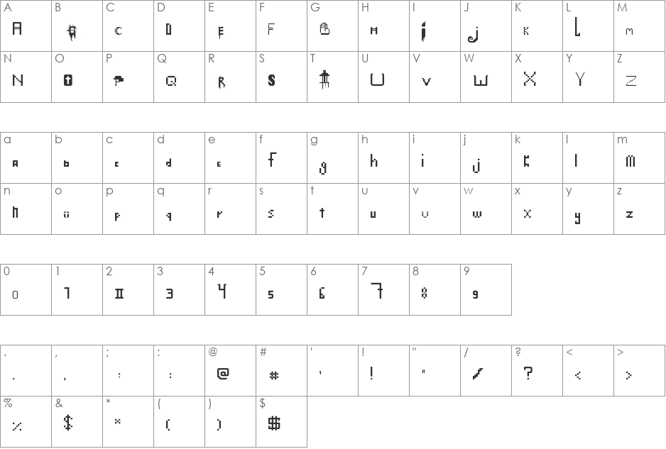 singlDementr font character map preview