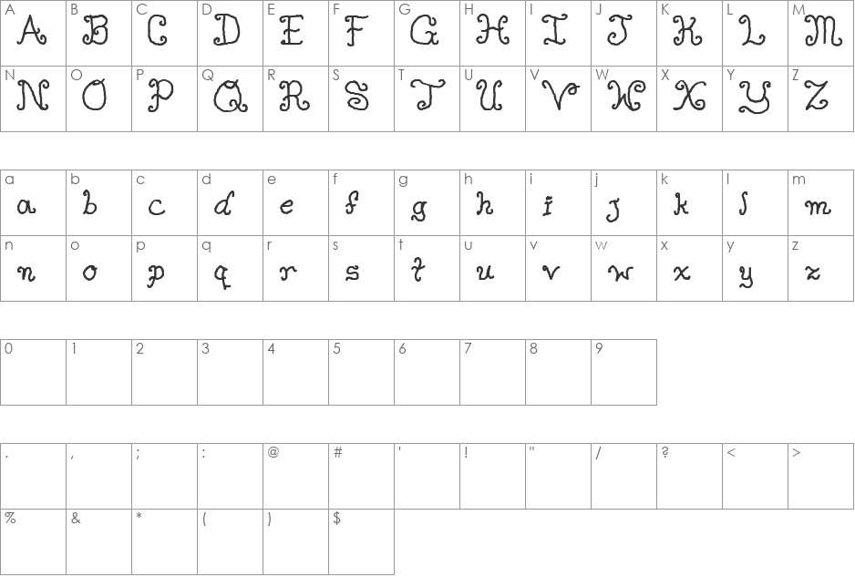 Single Gyrl font character map preview