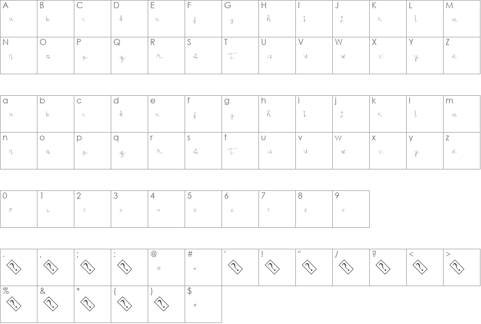 SingleLine font character map preview