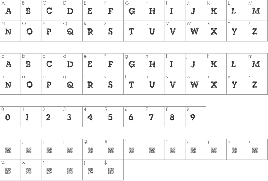 SingleOrigin font character map preview