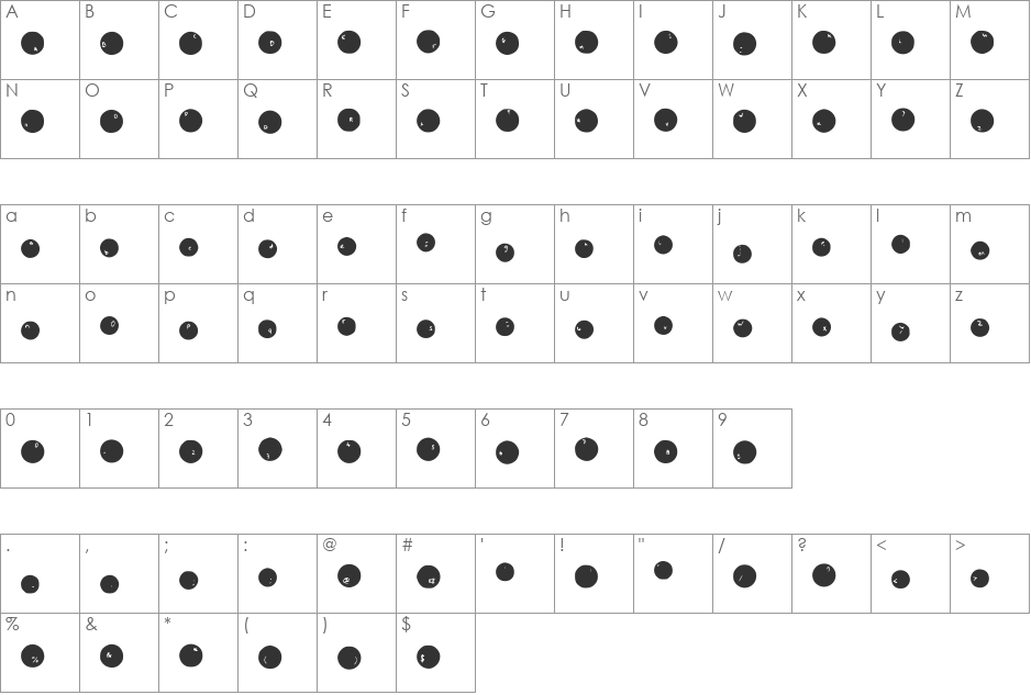 SinkHoles font character map preview