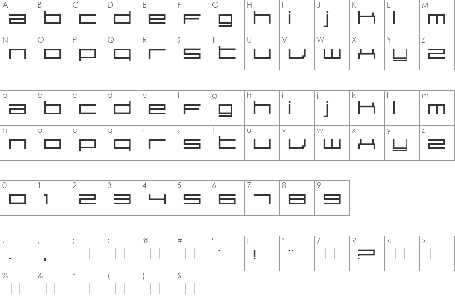 SirClive font character map preview
