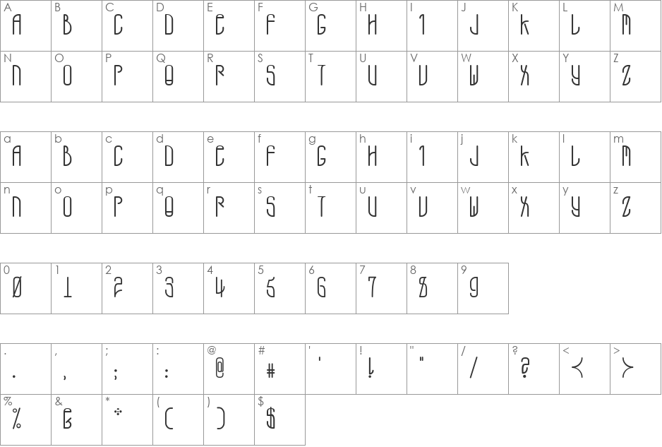 ADMONO-Regular font character map preview