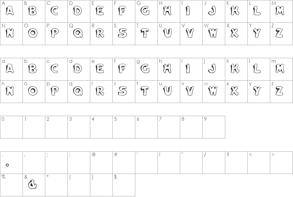 Siwork font character map preview